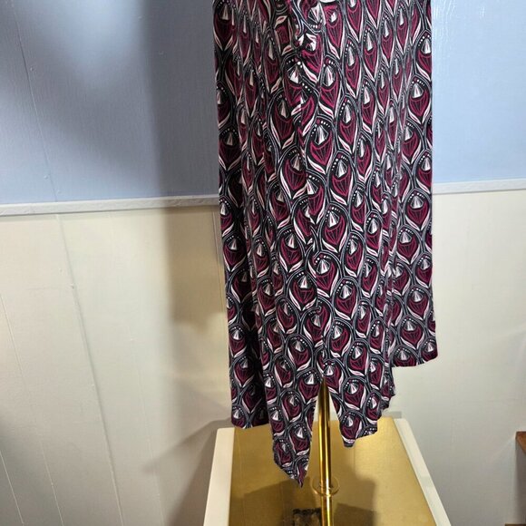 Cato 26/28 Pinky Maroon Black Print Criss Cross Longsleeve Casual Top - Picture 6 of 11